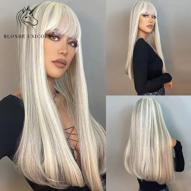 Synthetic Brown and Blonde Long Straight Wig