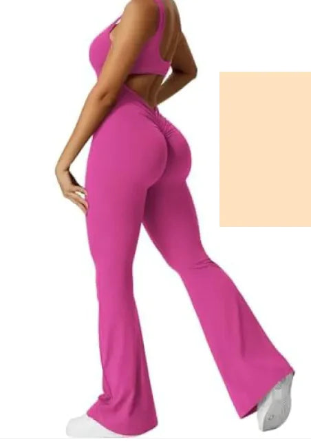 Women's Sleeveless Flare Fitness Jumpsuit