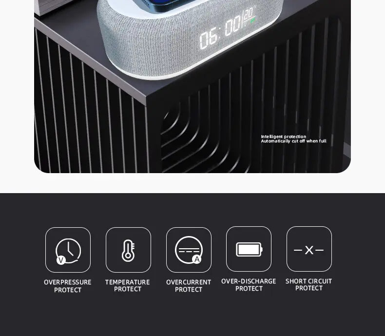 Multifunction Cable-free Power Station and Digital Clock