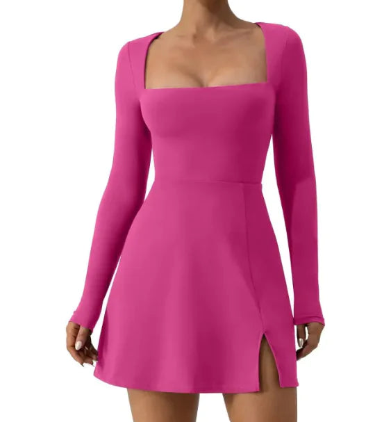 Women's Square Collar Long Sleeve Corset