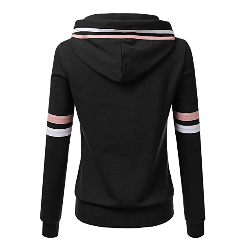 Striped Hooded Pullover Sweatshirt for Women