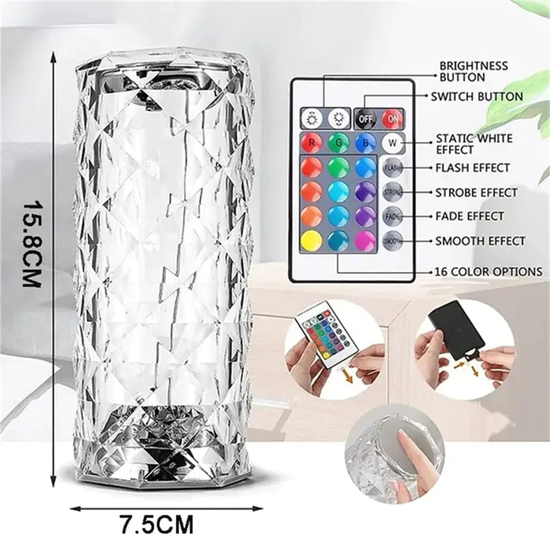 Multi-Colour LED Crystal Table Lamp