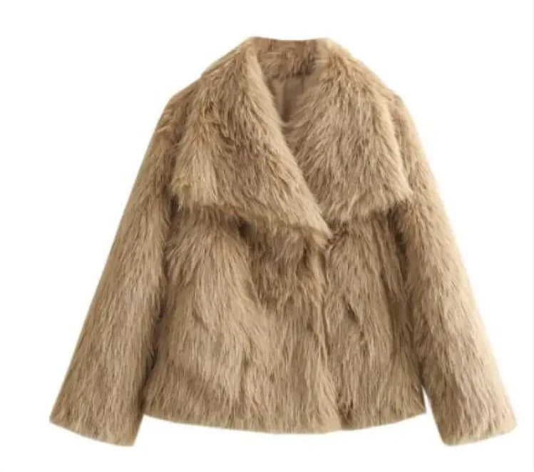Cozy Thicken Lapel Plush Coat for Women