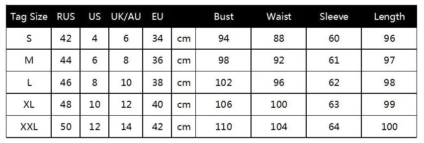 Women's Cotton Beach Long Dress Size Chart