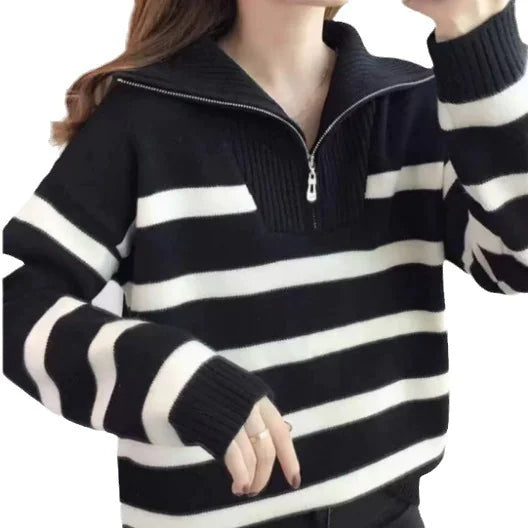 Women's Contrast Colour Striped Sweater