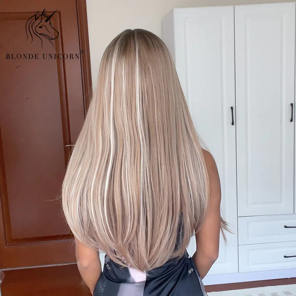 Synthetic Long Straight Brown Blonde Wig