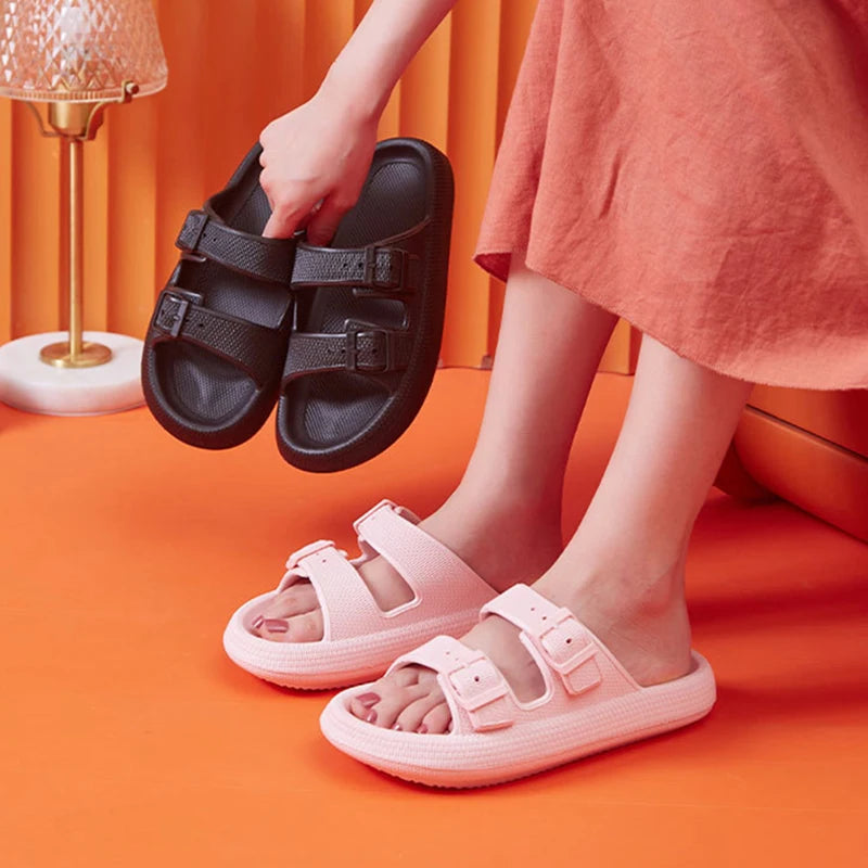 Platform Cloud Buckled Slippers