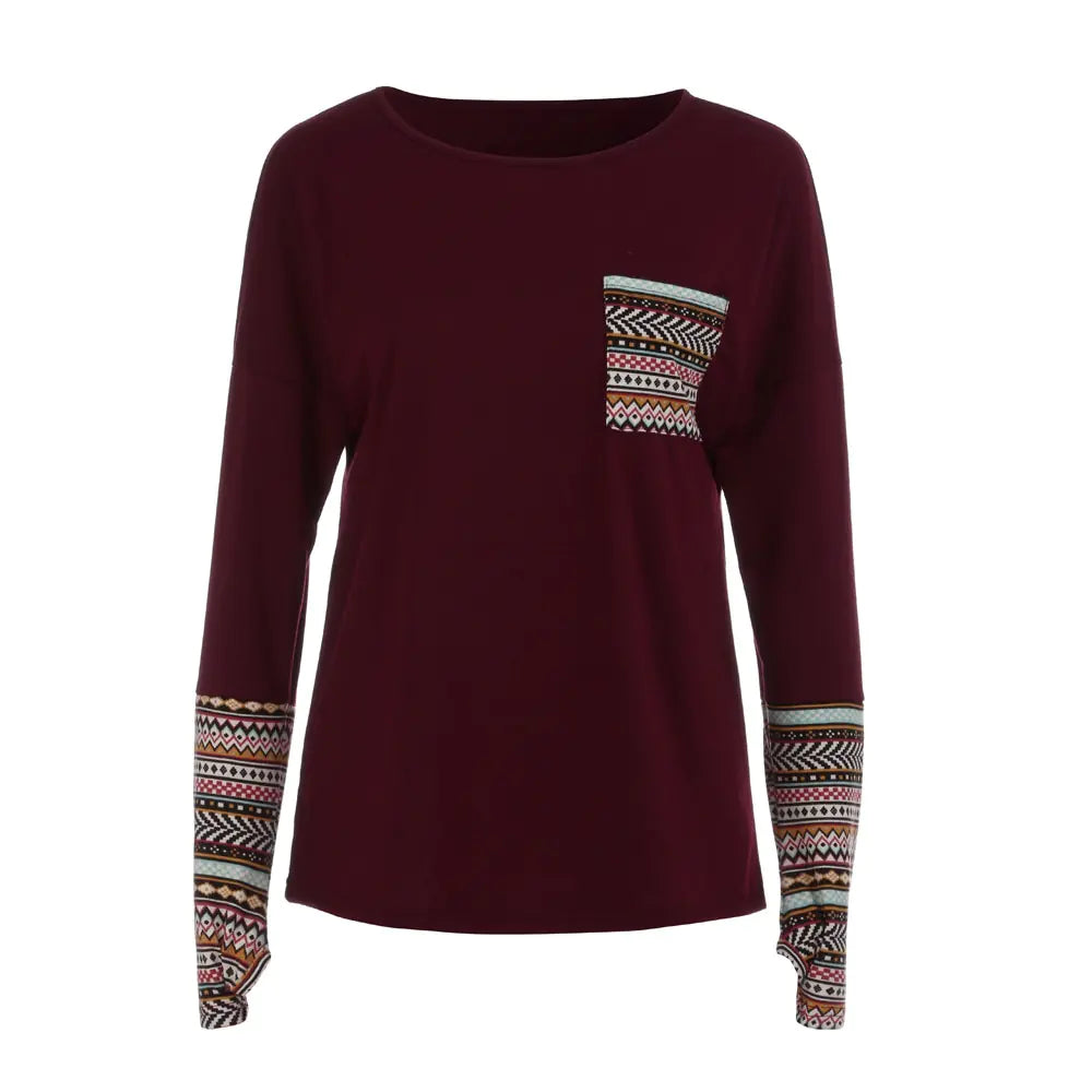 Women's Fashion Patchwork Long Sleeve Top