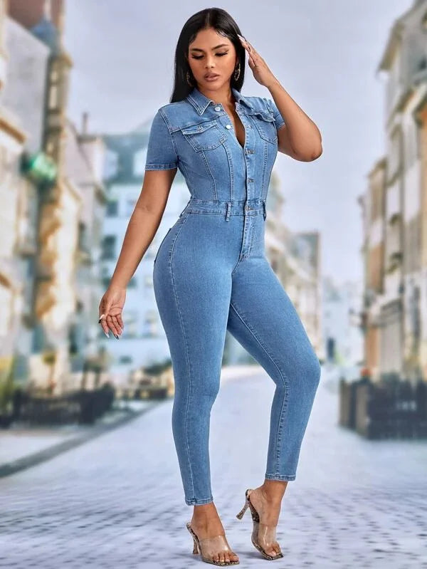 Women's one-piece denim outfit