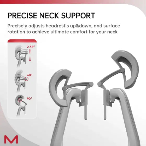 Neck support device with adjustable features on a white background