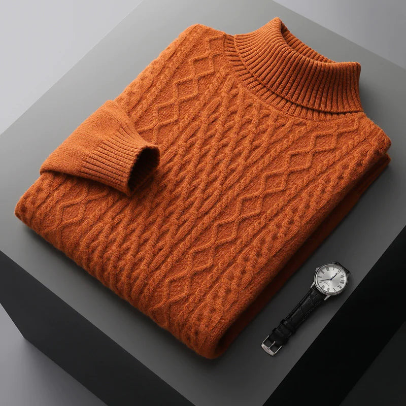 Men's Cozy Cashmere Turtleneck Cardigan