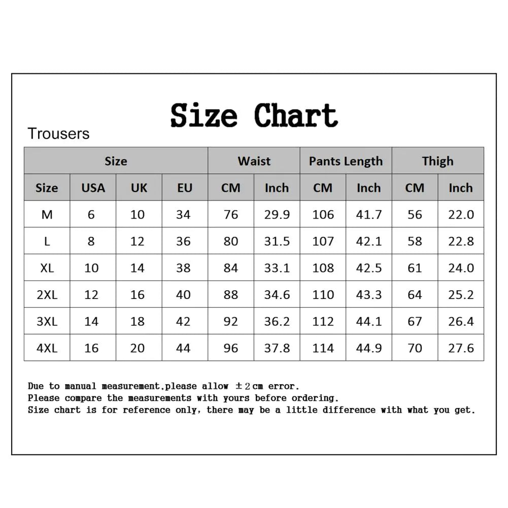 Men's Classic Business Slim Fit Suit Size Chart