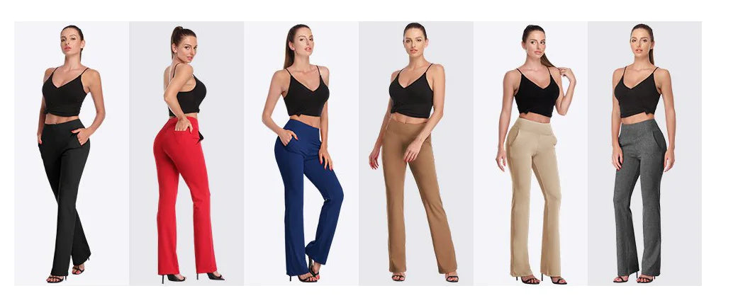 Knit Flare Pants with Side Pockets for Women