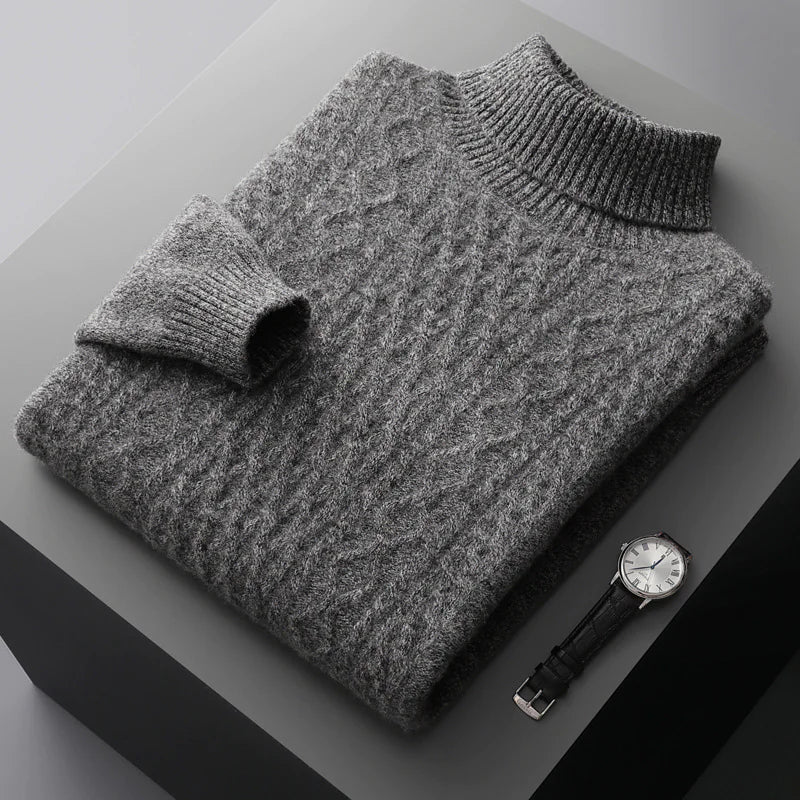 Men's Cozy Cashmere Turtleneck Cardigan