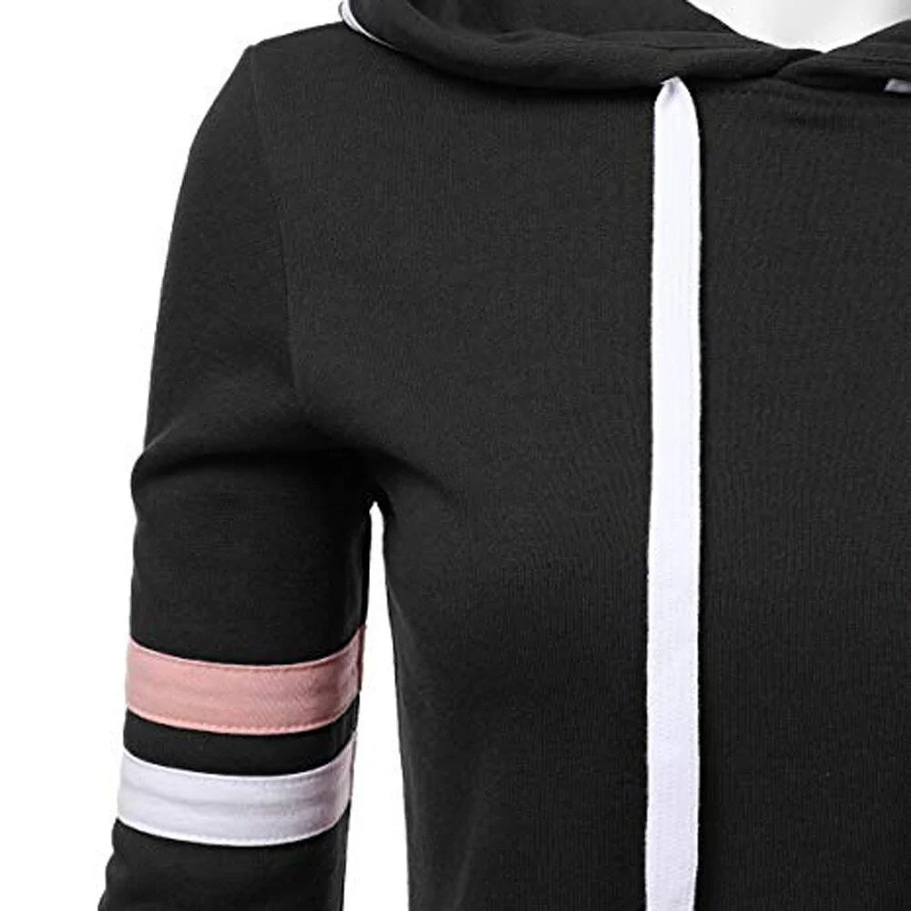 Striped Hooded Pullover Sweatshirt for Women