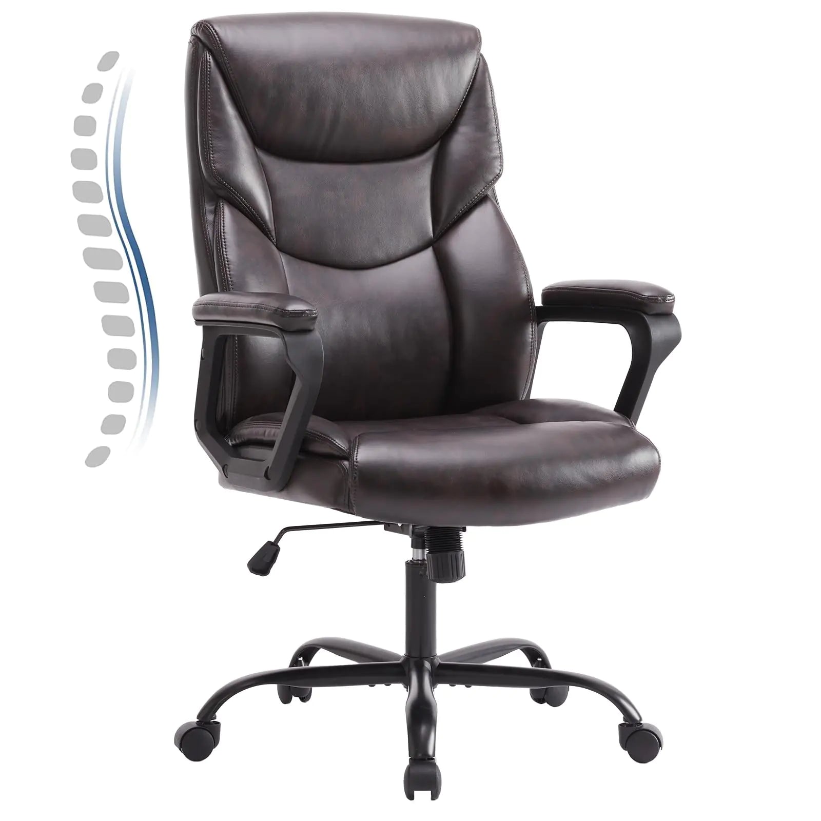 Brown office chair with ergonomic design on a white background