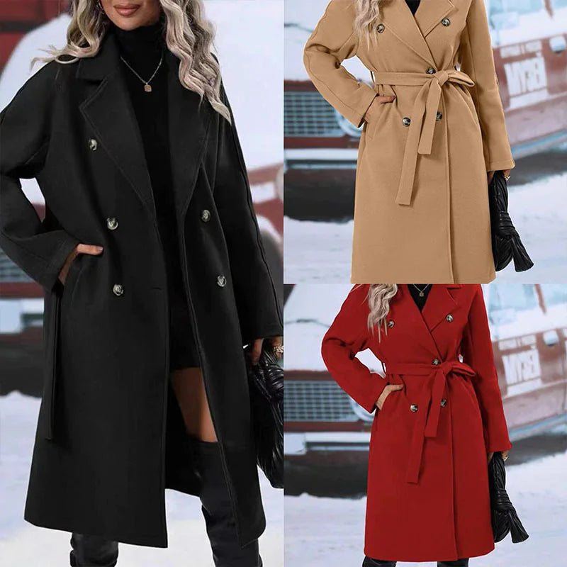 Women's Double-Breasted Thickened Trench Coat