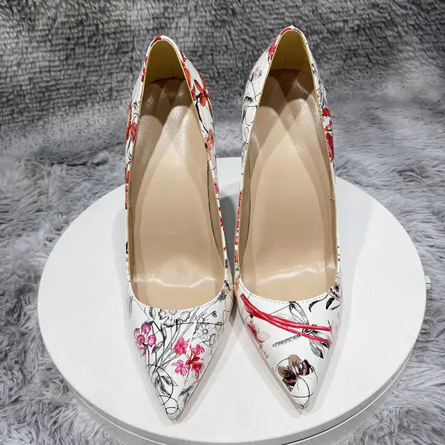 Floral Stiletto Heels by Veowalk
