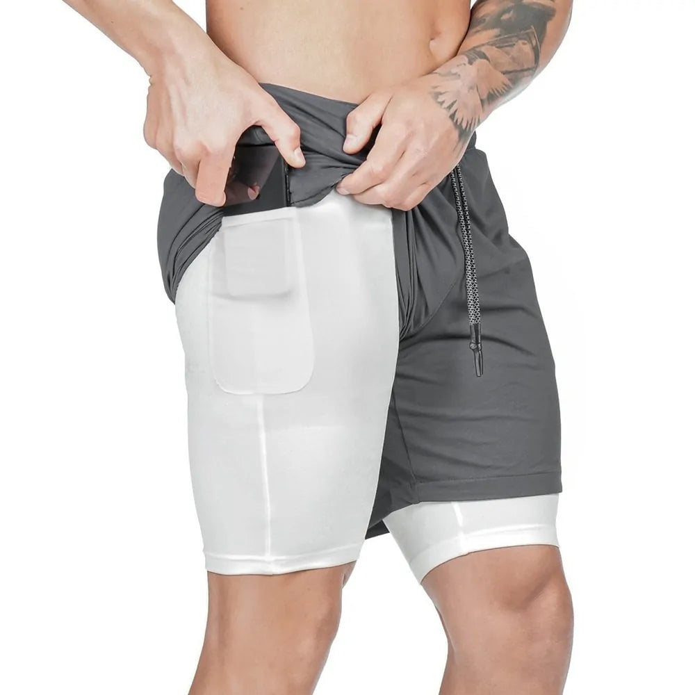2 in 1 Running Shorts Pocket Lining