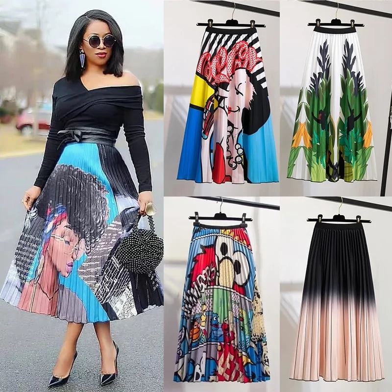 Graffiti pleated Vintage-inspired skirt