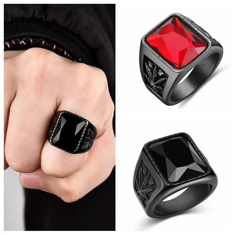 Men's Stainless Steel Stone Ring