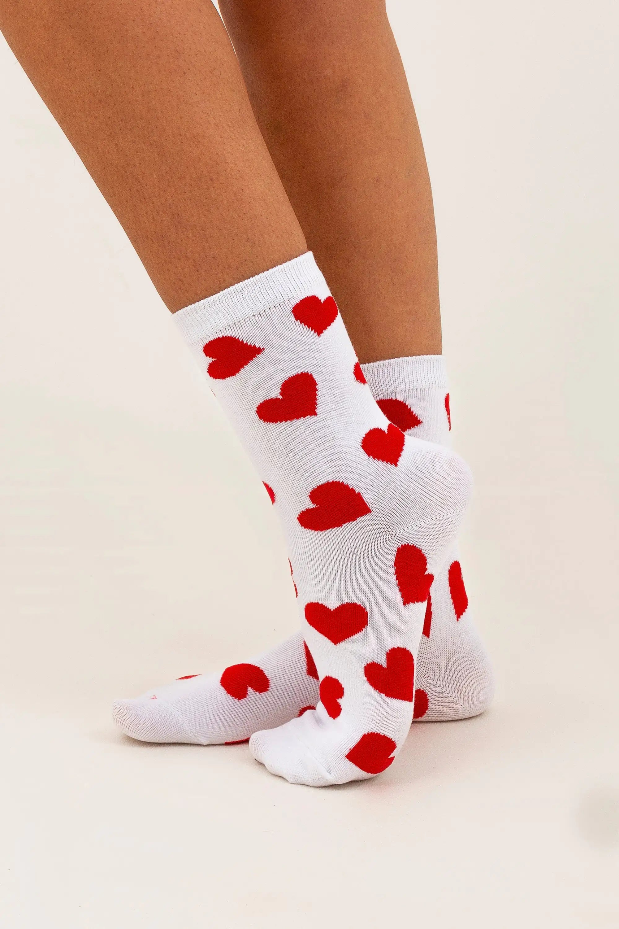 White Stockings plus Love Shape Print