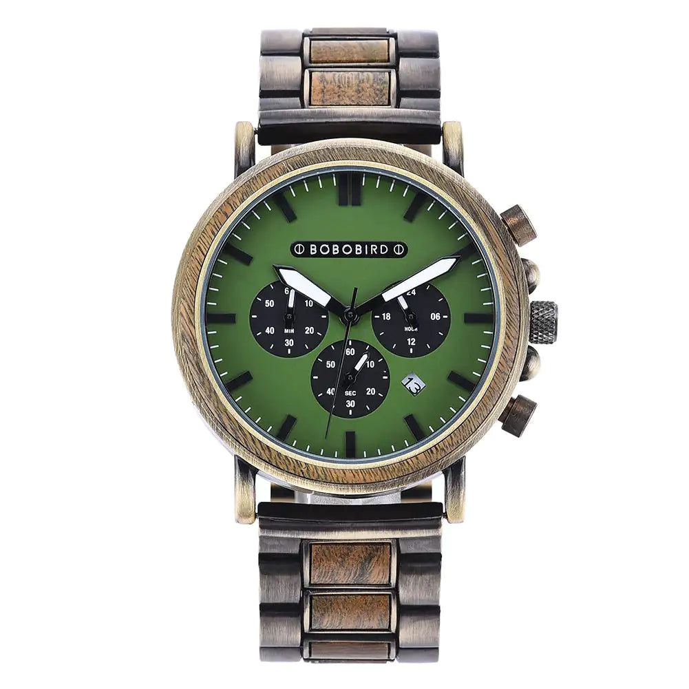 Elegant Wooden Watch in green