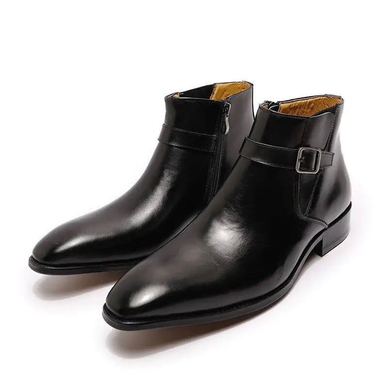 Men's Classic Leather Buckle Boots