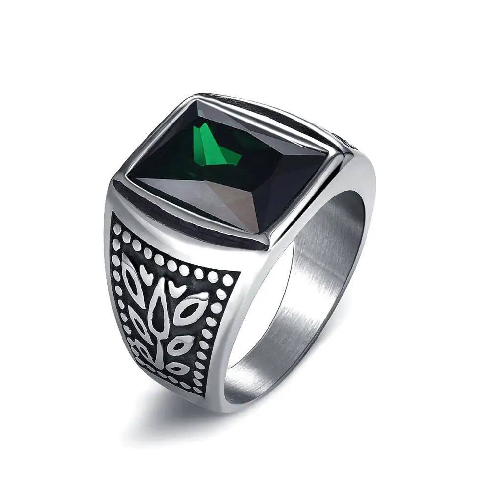Men's Stainless Steel Stone Ring