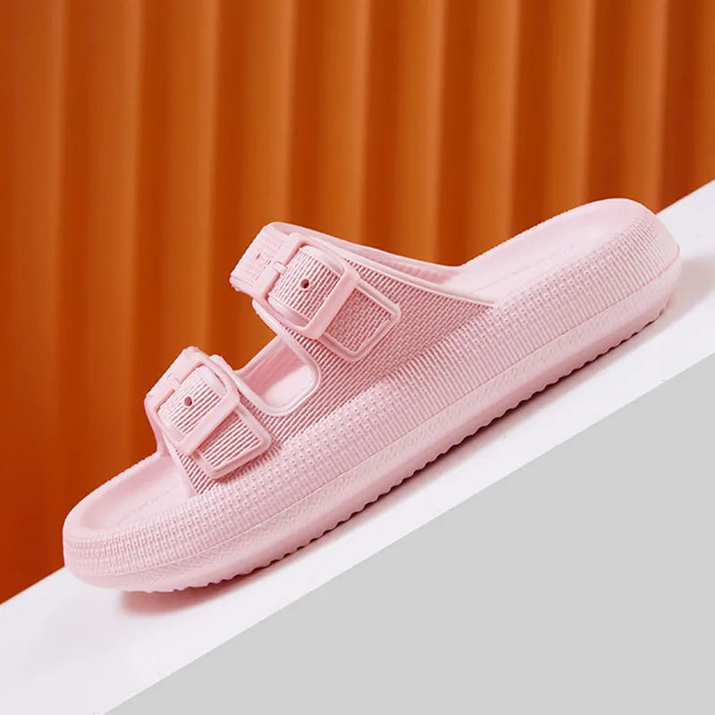 Platform Cloud Buckled Slippers