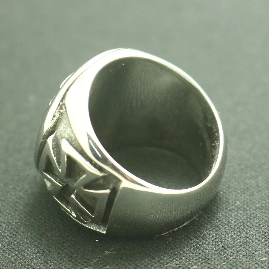Classic Biker Cross Ring on hand