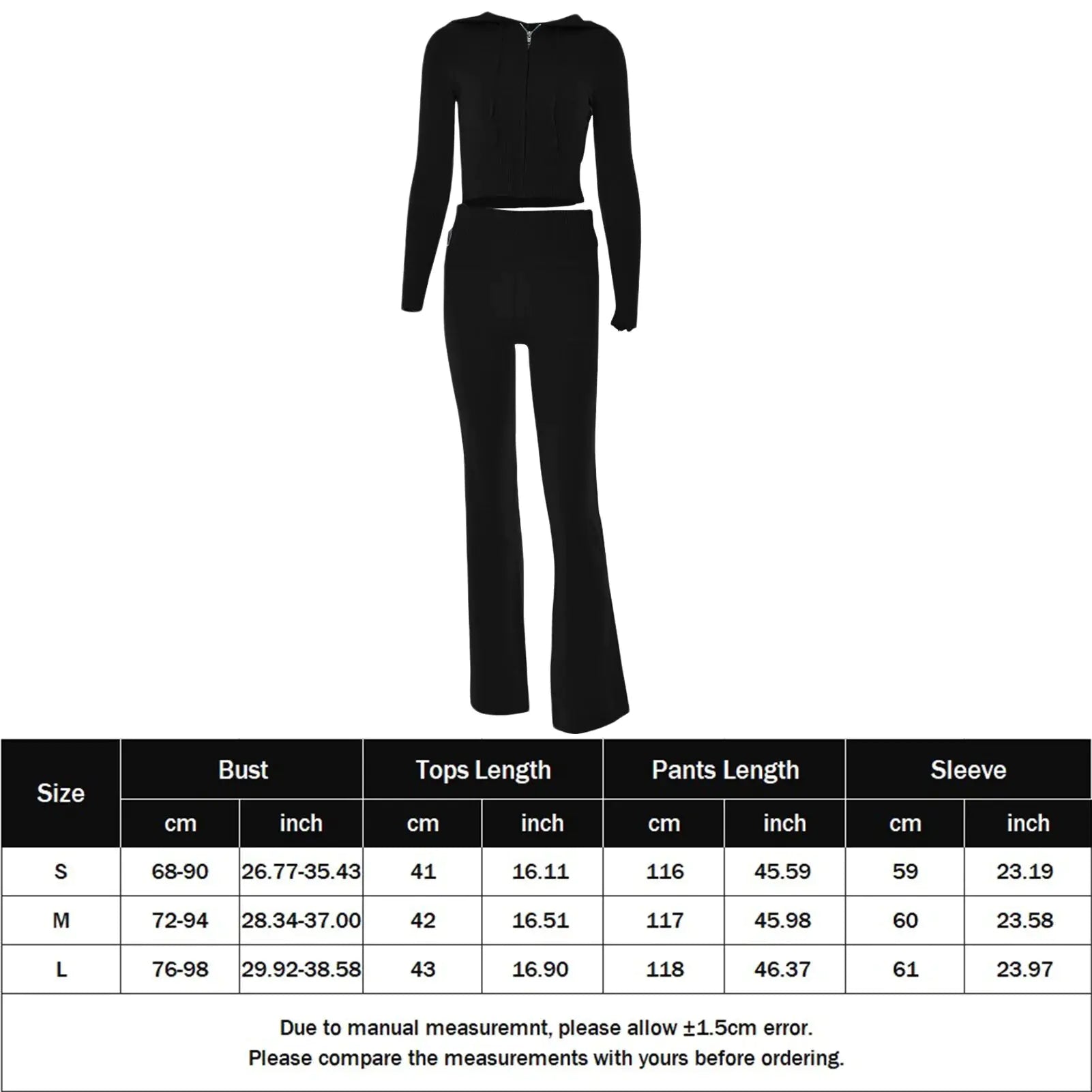 Knitted Two-Piece Set for Spring Size Chart