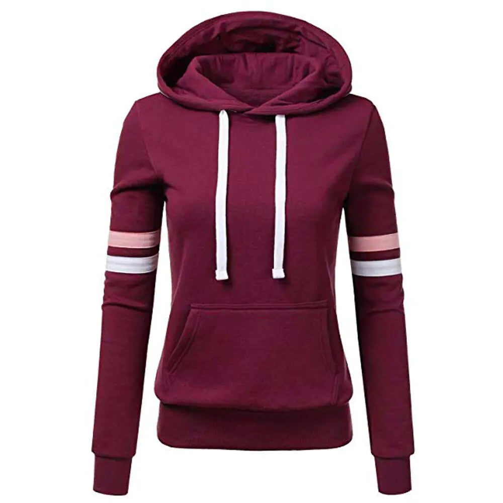 Striped Hooded Pullover Sweatshirt for Women