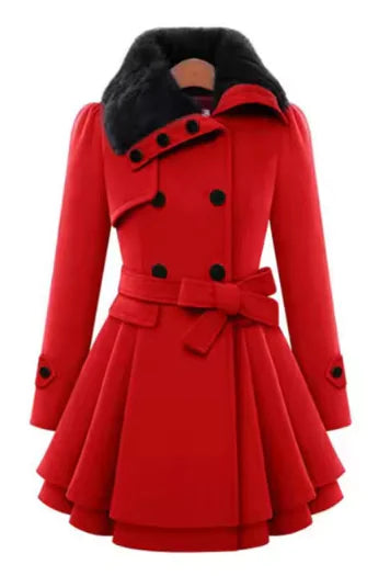Women's Double-Breasted Padded Wool Coat