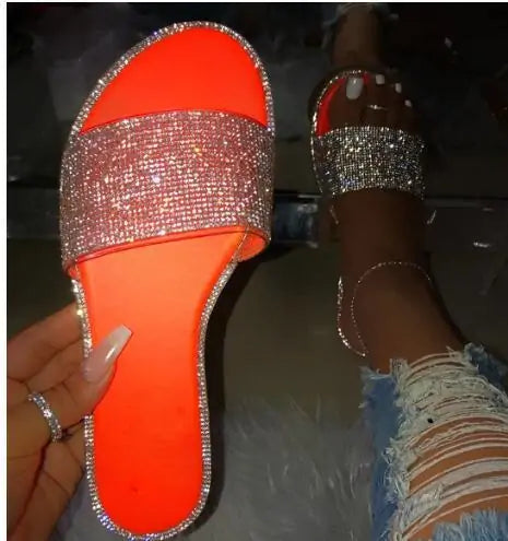 trendy jeweled flip flops