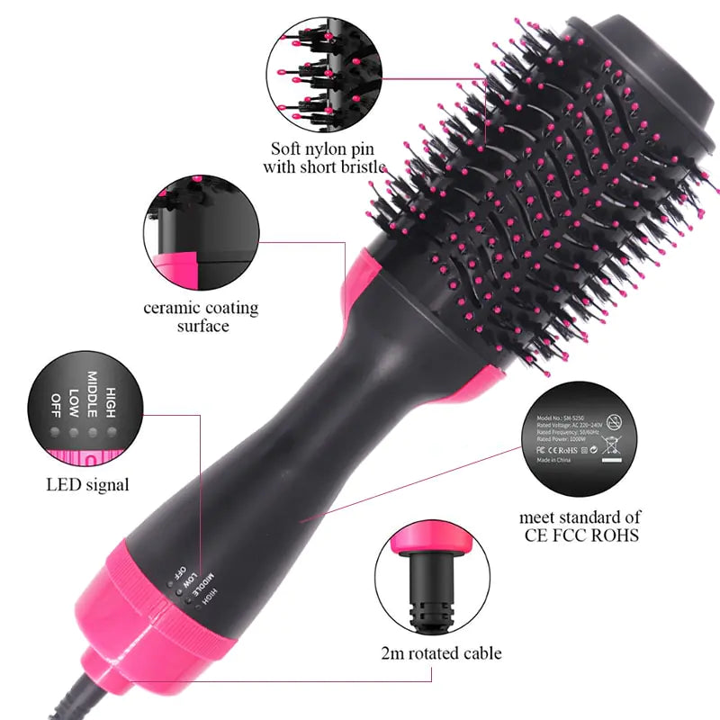Multifunctional Hot Air Hair Roller Straightener Brush