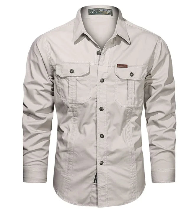 Men's Denim Solid Colour Long Sleeve Shirt