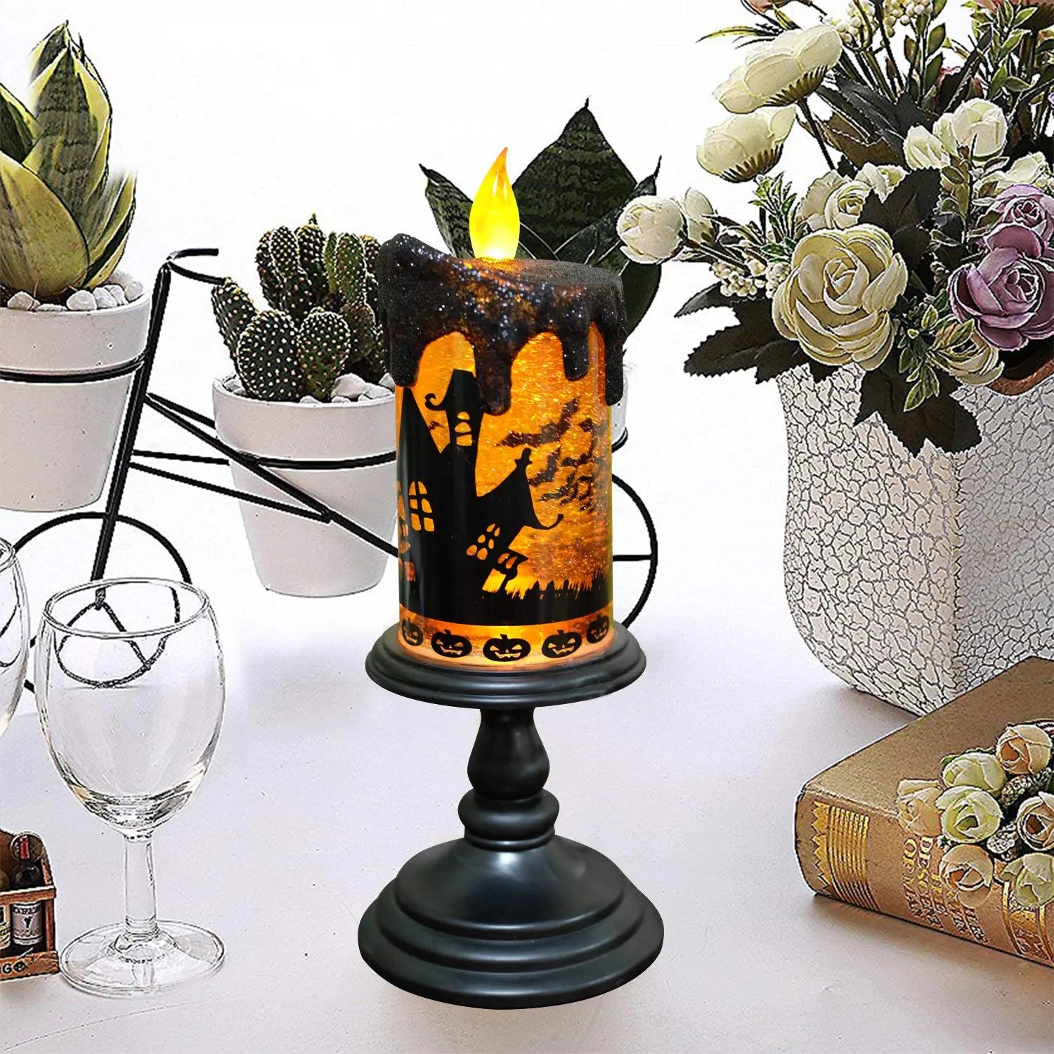 Gothic Skull Candle Decor