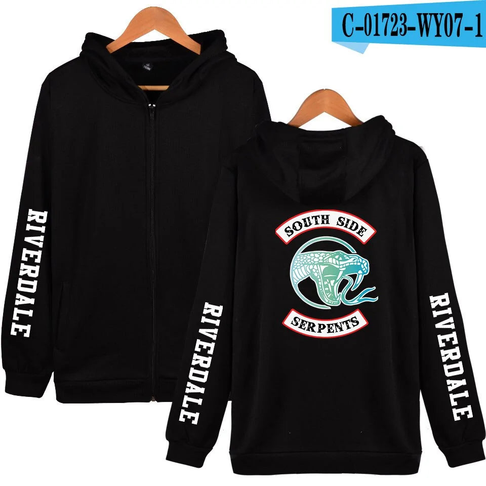 Stylish Riverdale Print Hoodie with Zipper