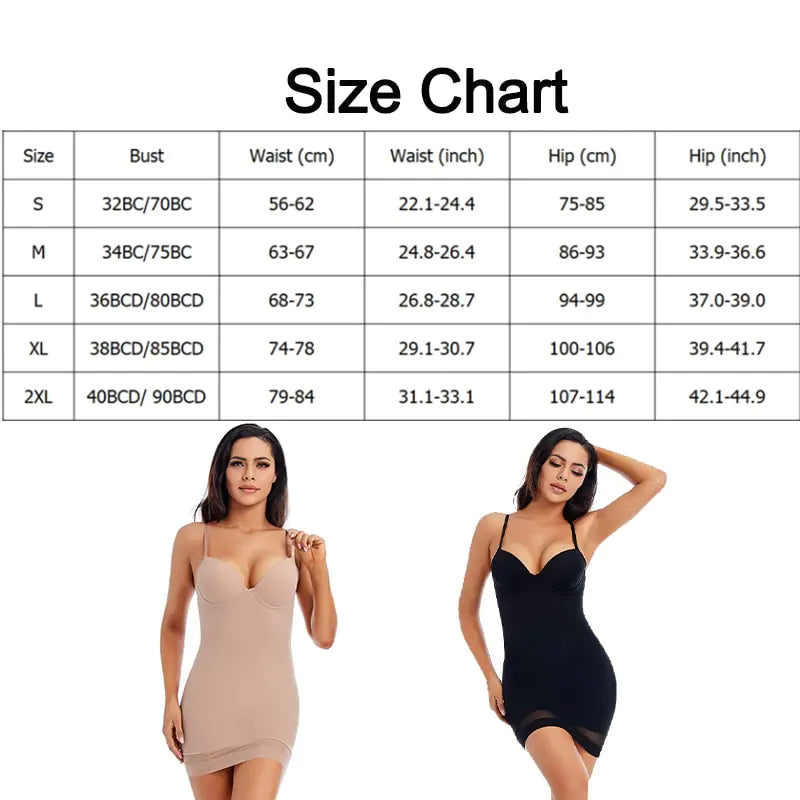Cup Compression Low-Back Bodysuit Size Chart