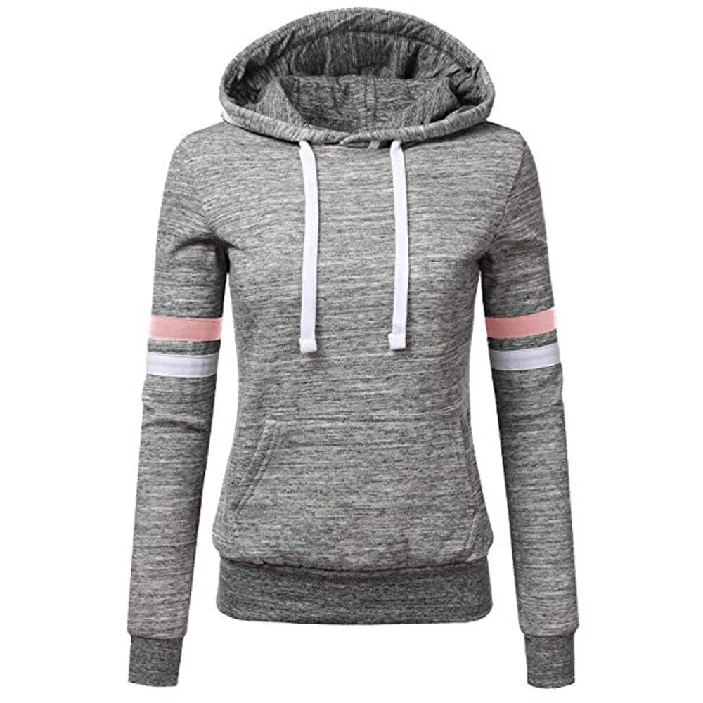Striped Hooded Pocket Pullover Sweatshirt
