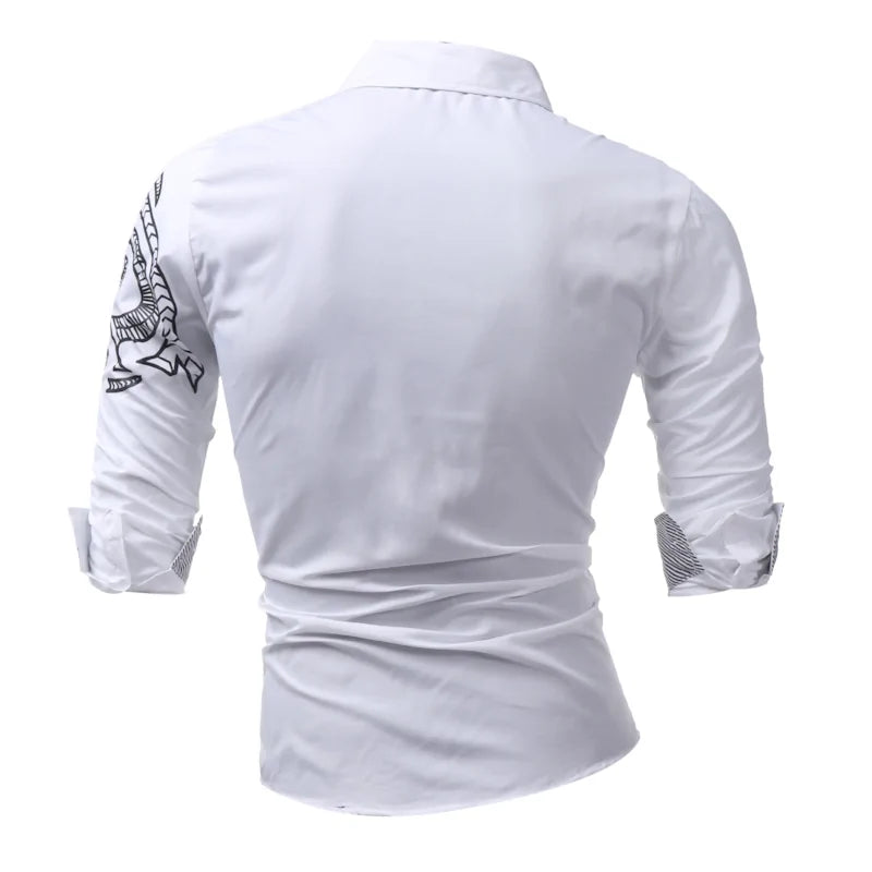 Men's Long-Sleeved Dragon Dress Shirt