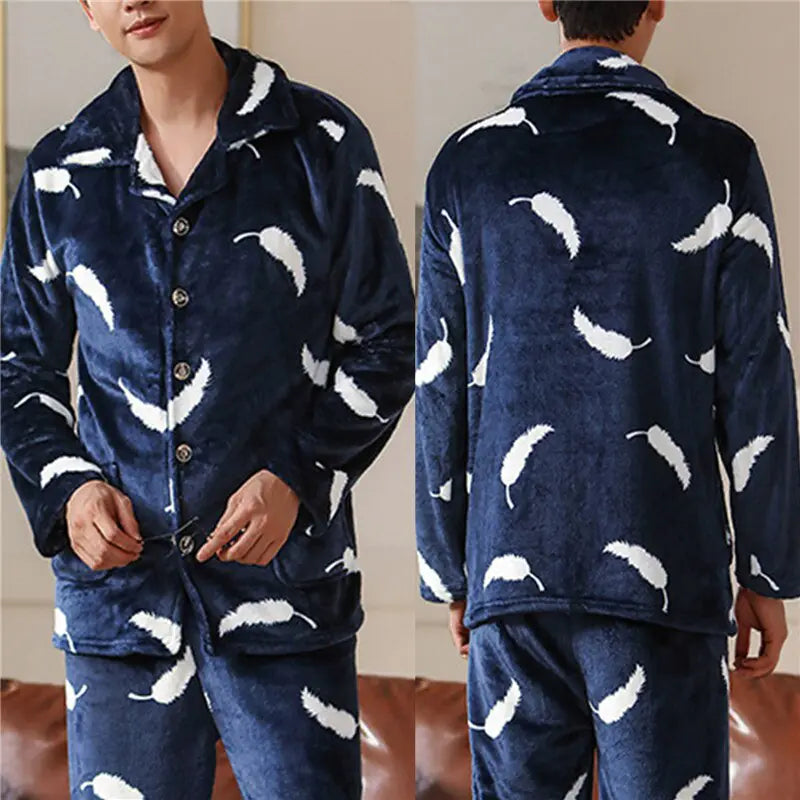 Men's Warm Flannel Pyjamas Set