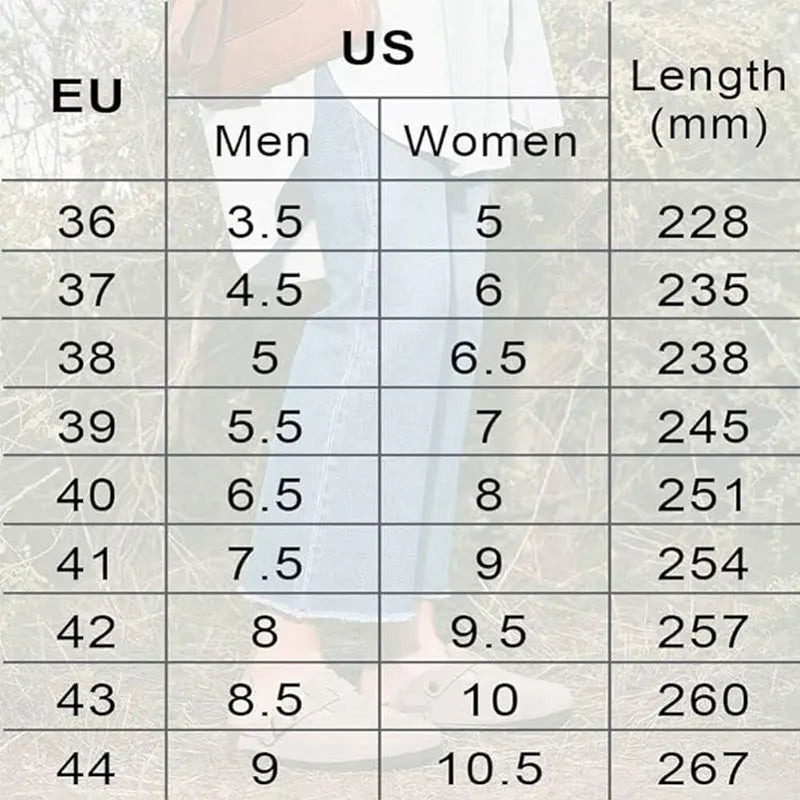 Comfort Shoes Chart Size