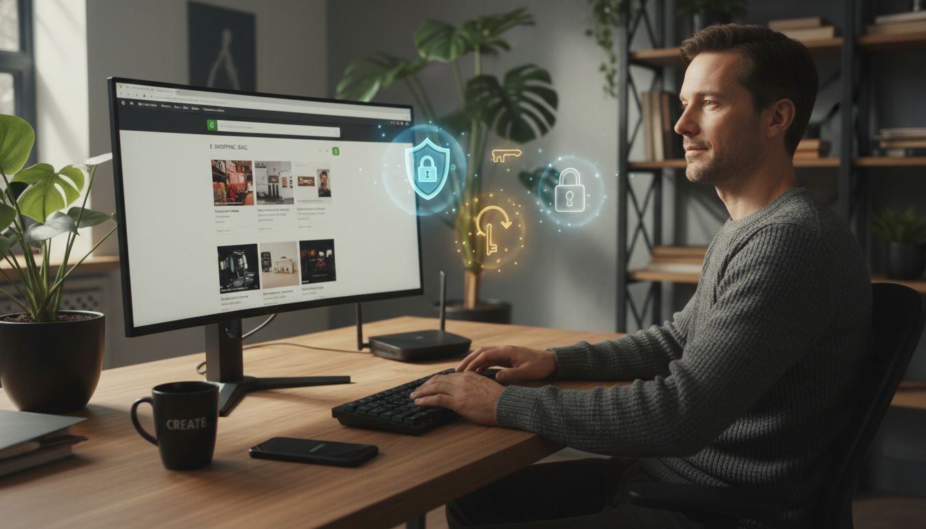 secure online shopping workspace