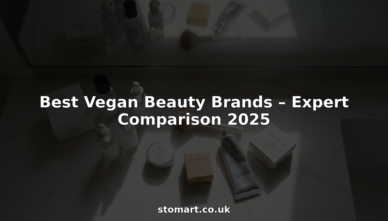 Vegan beauty product assortment on marble counter