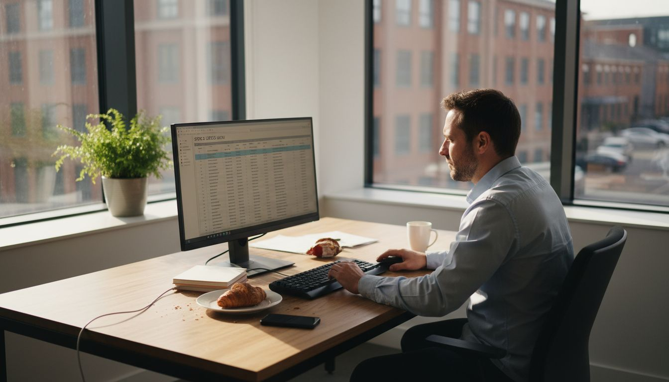 Ecommerce manager working at desk in office