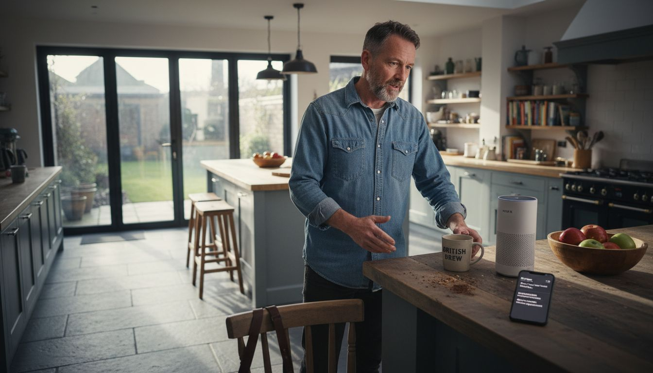 Smart home user interacting with voice assistant