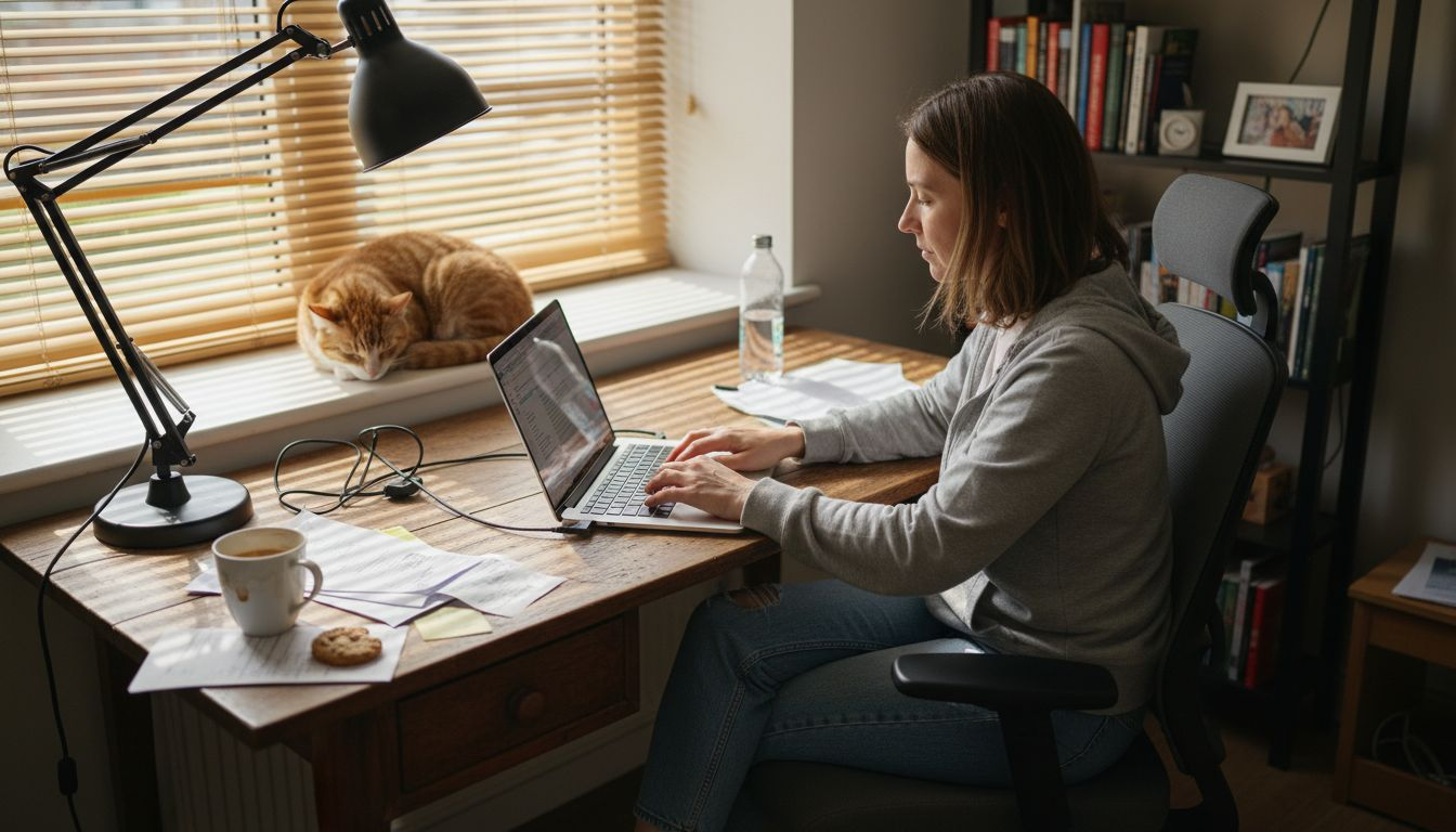 Comfortable home ergonomic workspace setup