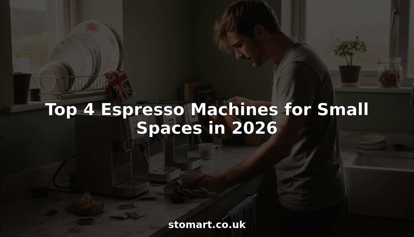 Compact espresso machines on small kitchen counter